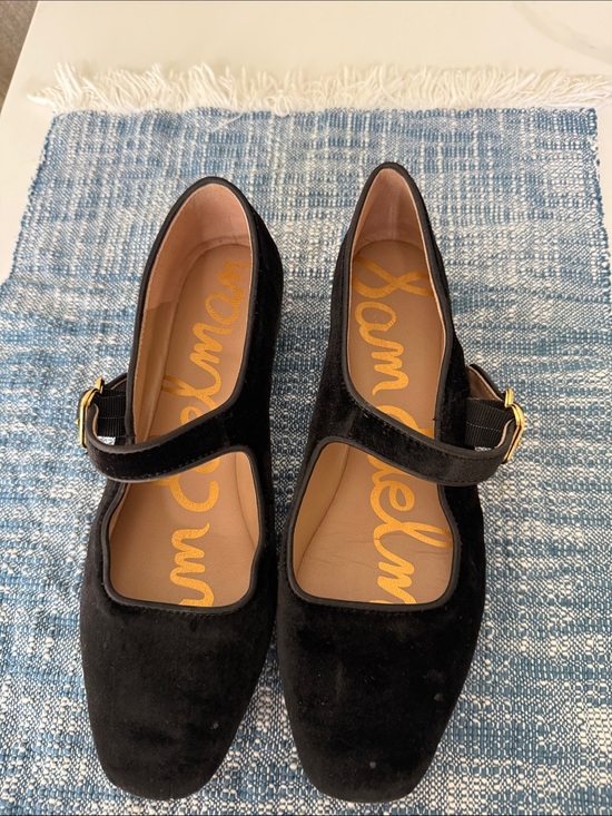 Sam Edelman Shoes - Sam Edelman Black Velvet Mary Jane Flats with Buckle Strap